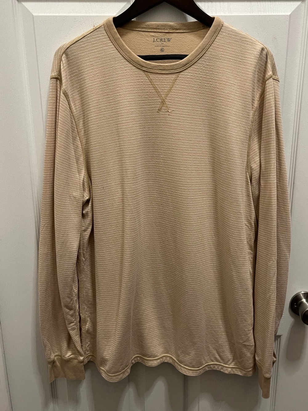 J. Crew Men's Long-Sleeve Crewneck in Light Beige